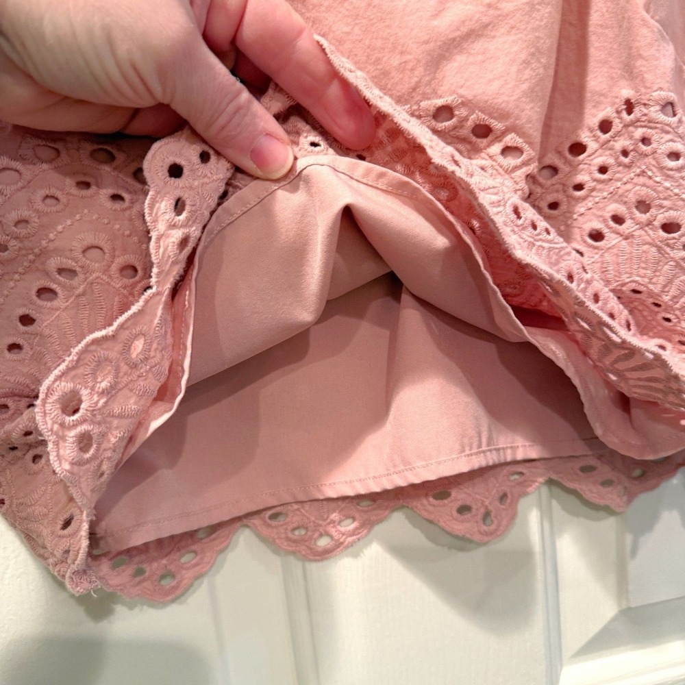 Abercrombie & Fitch L Scalloped Eyelet Halter Tie Cropped Tank 100% Cotton Lined - Picture 4 of 8